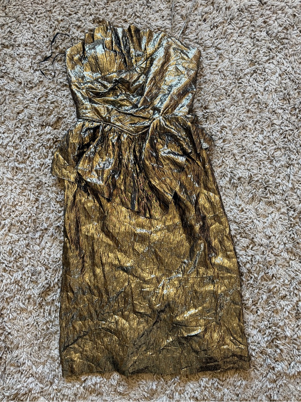 BB Collection Metallic Gold  Cocktail Dress with Draped Bodice